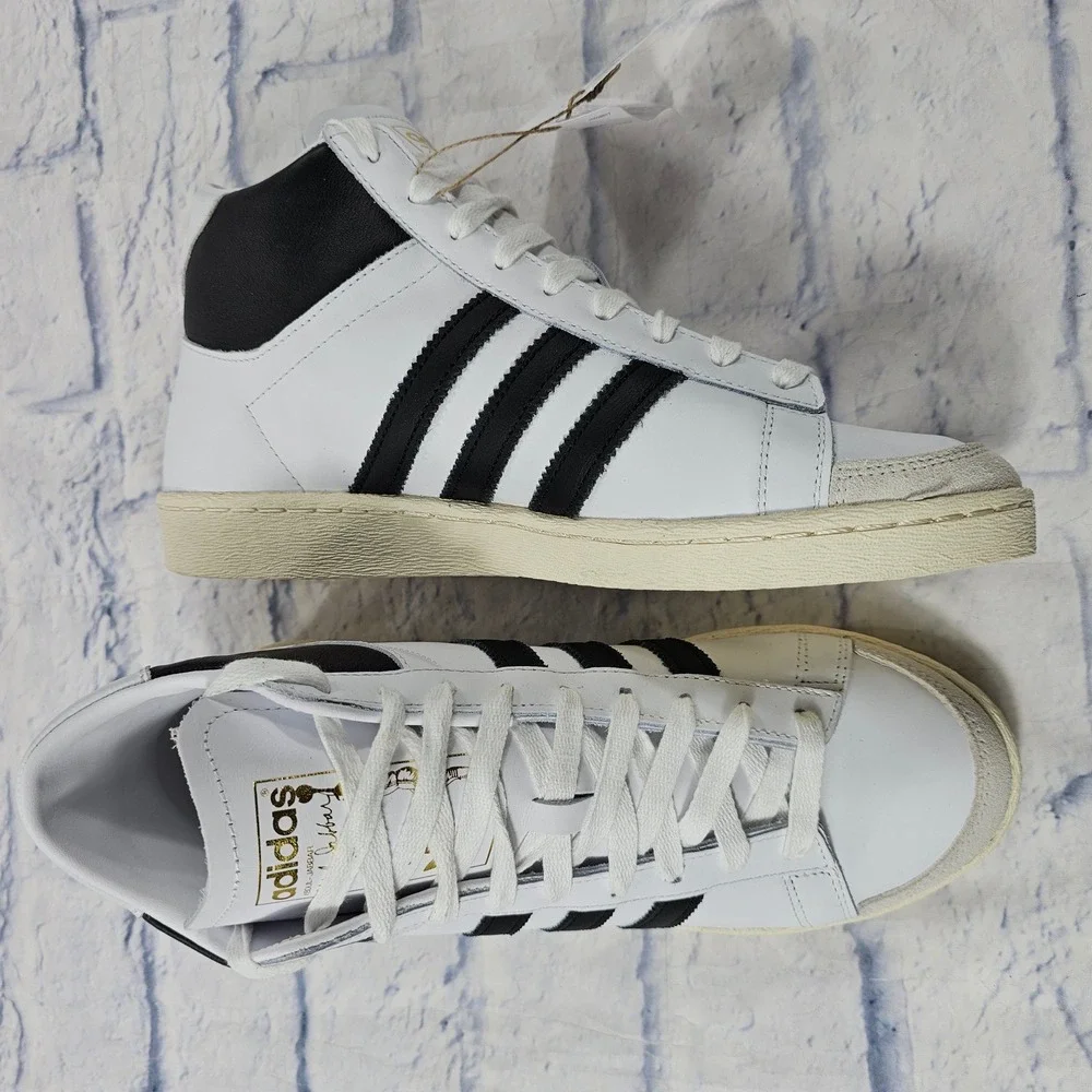 Adidas Abdul-Jabbar High Sneakers Mens 9 White Black Gold Retro Basketball Shoes